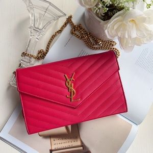 Saint Laurent Monogram Matelasse Envelope Wallet on Chain
